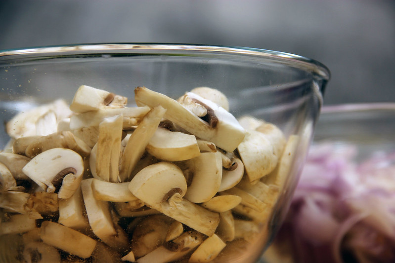 Mom dumps stew meat in crock pot tenderizing it perfectly with cream