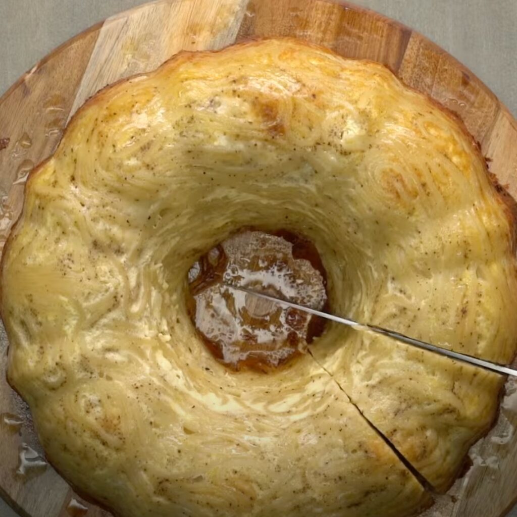 Toss noodles in a bundt pan then place it in the oven for a meal you’ll